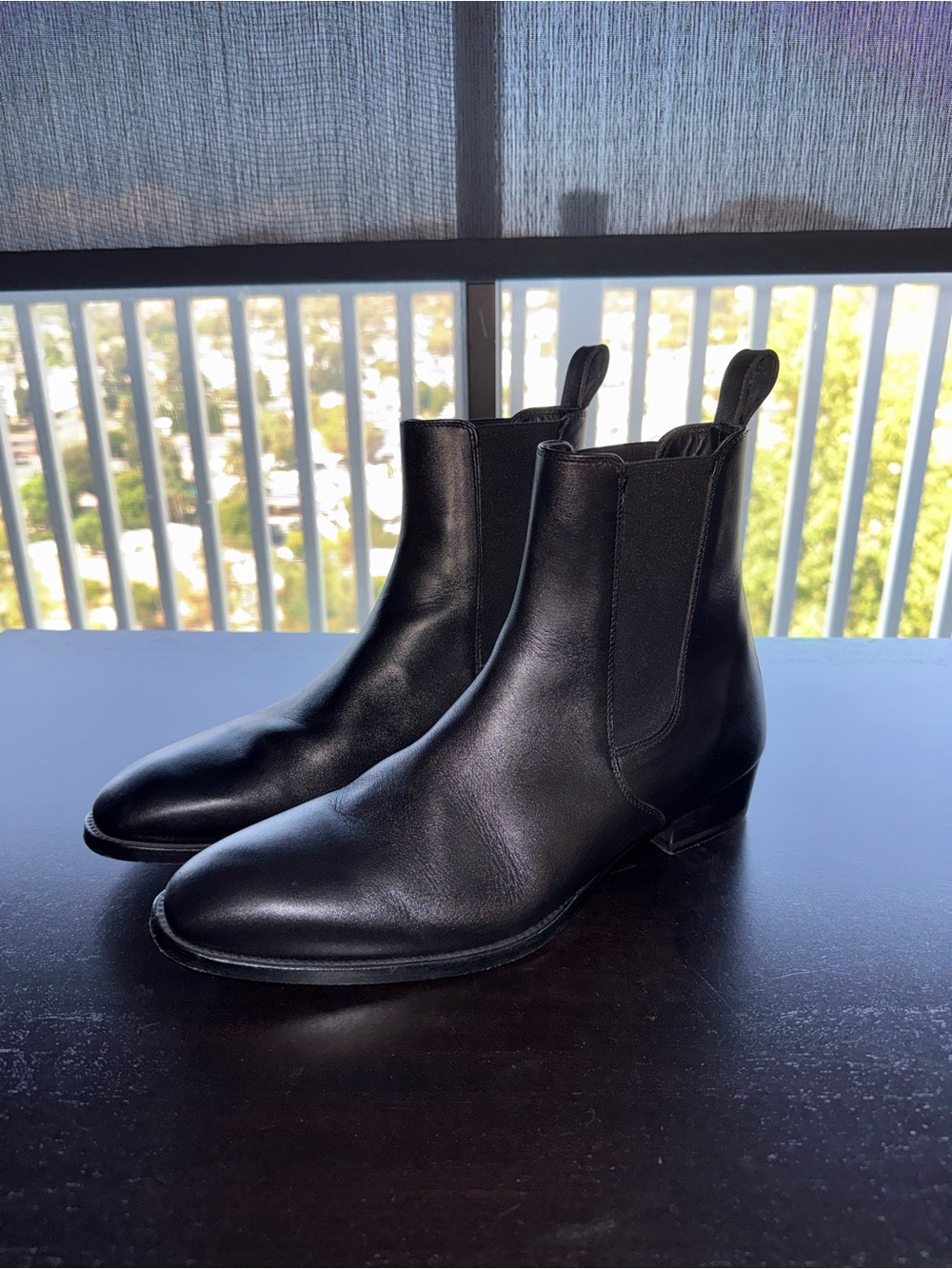 Mens Black Leather Chukka Boots - Classic Slip-On Chelsea Style
